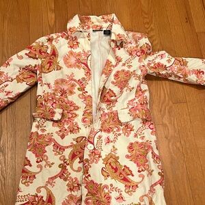 Willi Smith Cream Blazer with Pink and Green Paisley Print